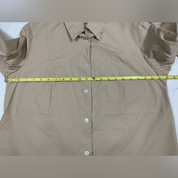 Alicia Bell Quiet Luxury Classic Neutral Button Down Beige Tan 14 like new - Picture 7 of 9